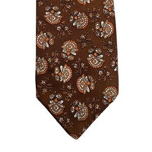 Vintage 80s Christian Dior Silk Tie Floral Motif Brown